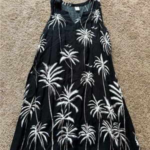 Tropical Escape Black and White Patterned Dress